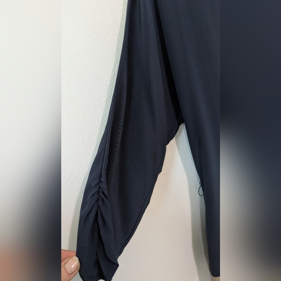 Eliza J NEW  100 % Silk Colorblock Crepe De Chine Navy Dress Belt Sz10 Knee Leng - Picture 11 of 13